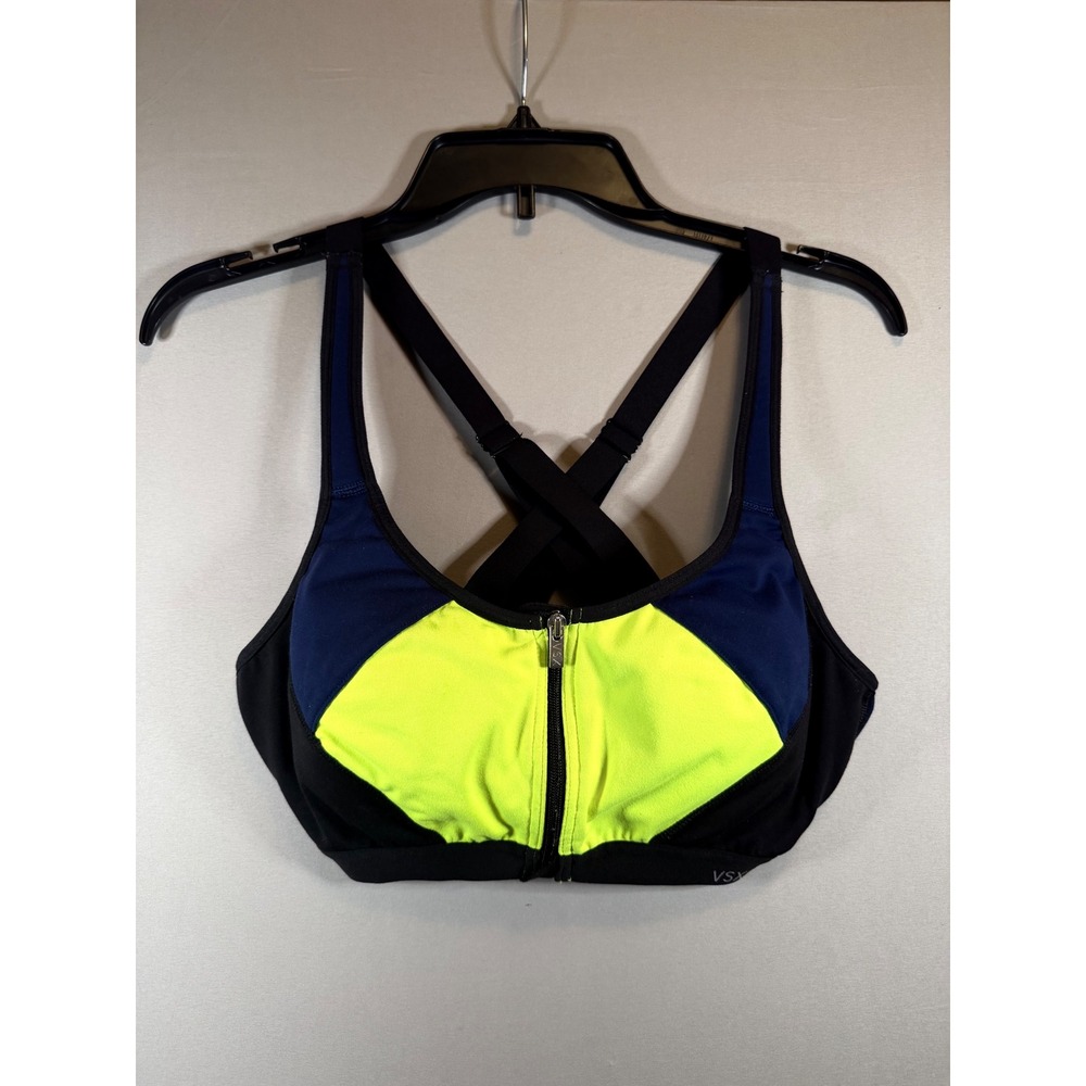 VSX Victoria's Secret Sport Front Zip High Impact Sports Bra Neon Yellow 34D